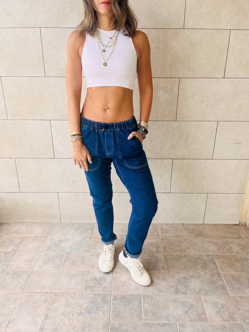 Blue Denim Flex Pants