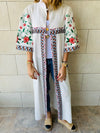 White Statement Maliqa Embroidered Linen Kimono