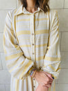 Mustard Striped Linen Dress