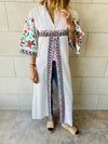 White Statement Maliqa Embroidered Linen Kimono