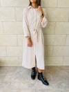 Beige Checkered Shirt Dress