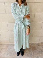 Mint Checkered Shirt Dress