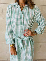 Mint Checkered Shirt Dress