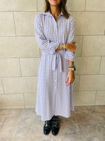 Lilac Checkered Shirt Dress