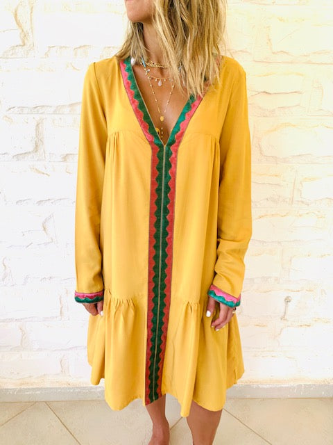 Mustard Ree Embellished Dress