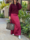 Burgundy Quarter Zip Up Knit Top