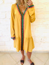 Mustard Ree Embellished Dress