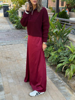 Burgundy Satin Flows Skirt