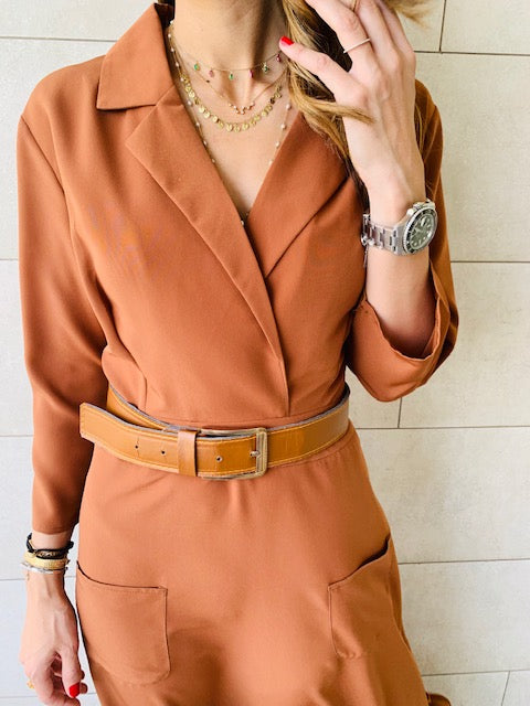 Copper Blazer Maxi Dress