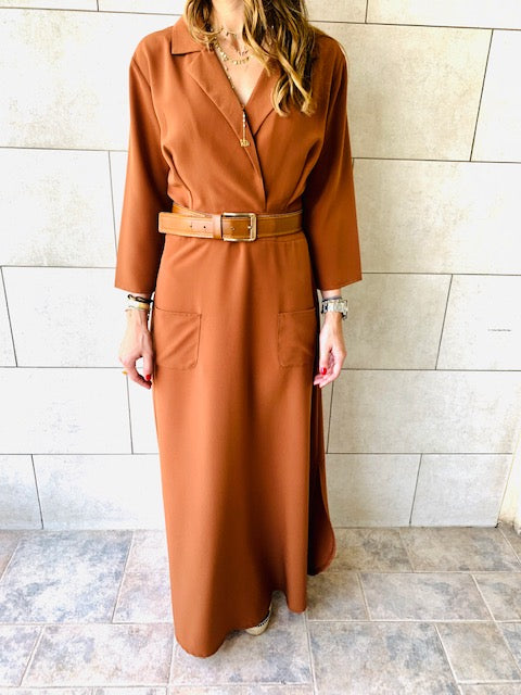 Copper Blazer Maxi Dress