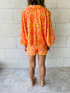 Orange Printed Shorts Set