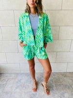 Green Printed Shorts Set