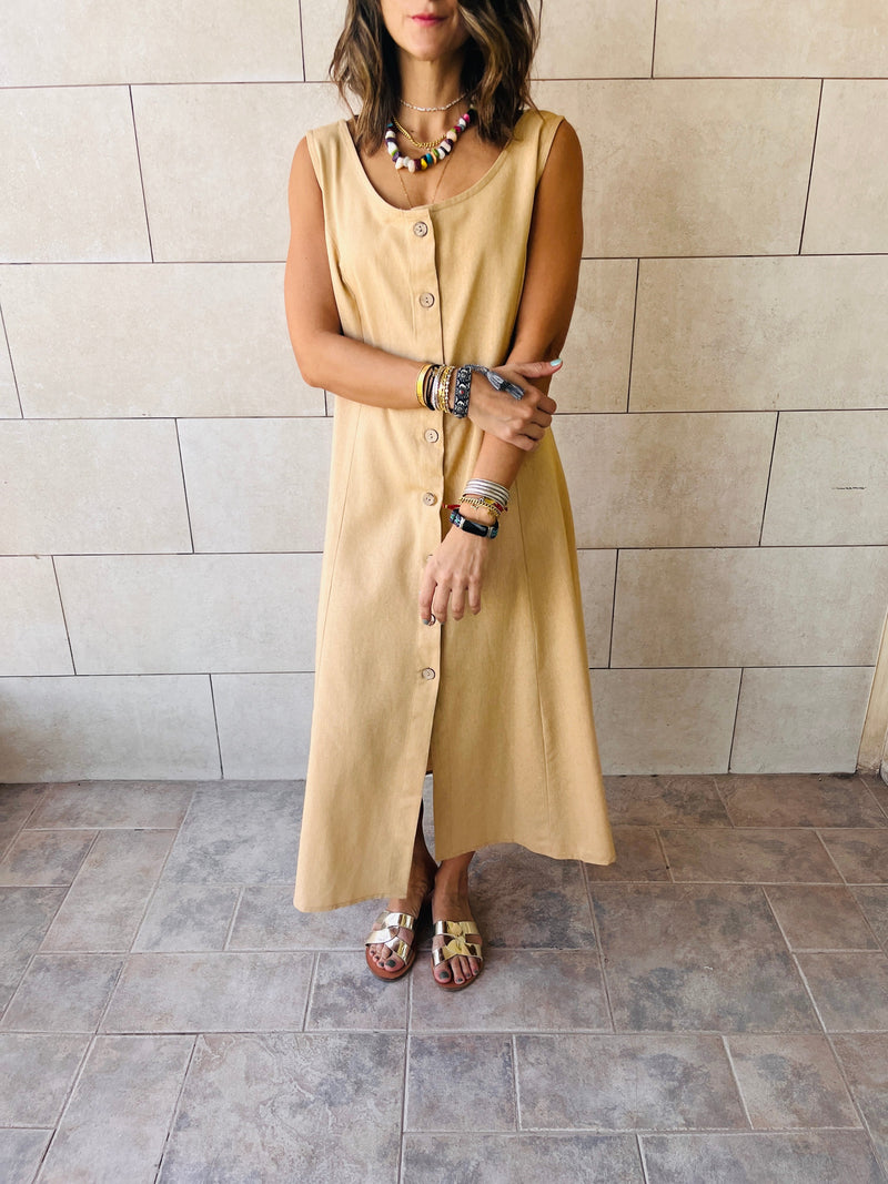 Beige Gypsy Linen Dress