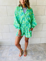 Green Printed Shorts Set