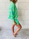 Green Printed Shorts Set