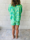 Green Printed Shorts Set