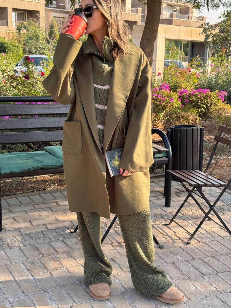 Olive Easy Going Throw On Coat