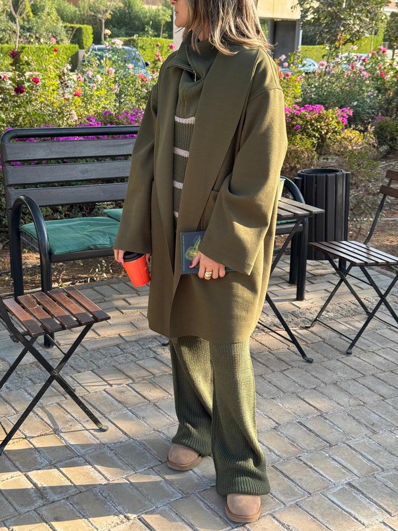 Olive Easy Going Throw On Coat