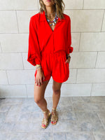 2 Piece Red Shorts Set