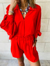 2 Piece Red Shorts Set