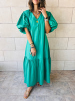 Green Over The Top Poplin Dress