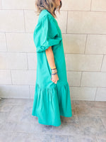 Green Over The Top Poplin Dress