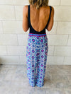 Blue Pattern Chiffon Beach Pants