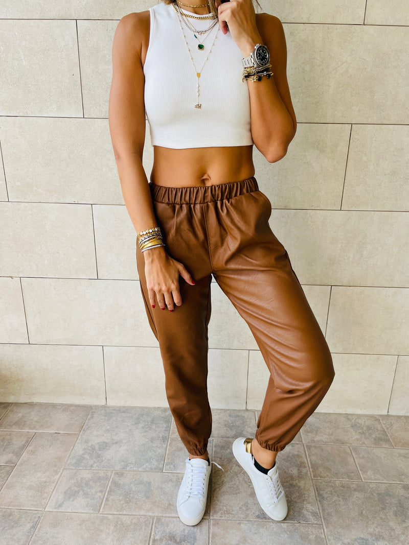 Copper Leather Jogger