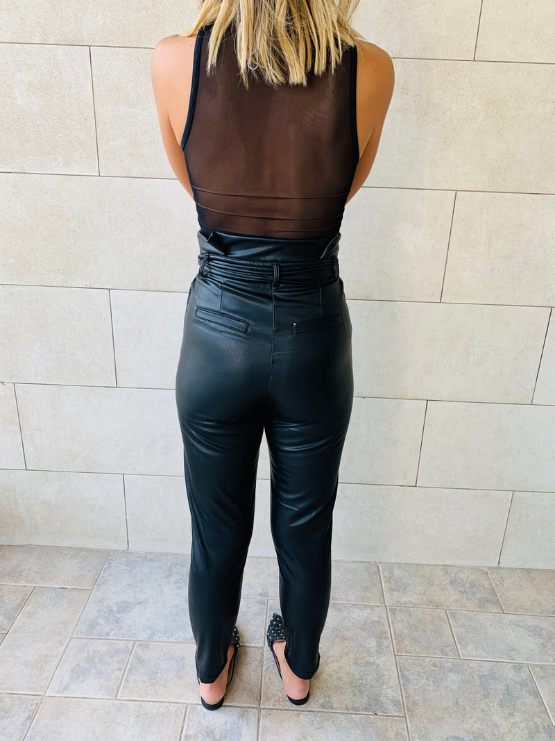 Black Leather Cig Pants