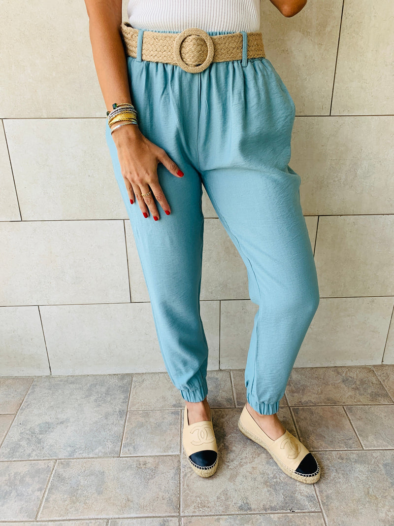 Aqua Belted Pants