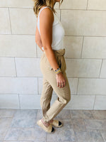 Beige Belted Pants