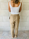 Beige Belted Pants