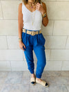 Blue Belted Pants