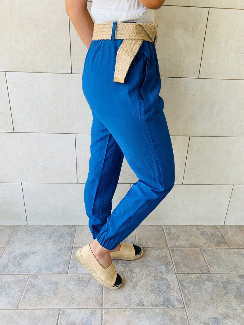 Blue Belted Pants