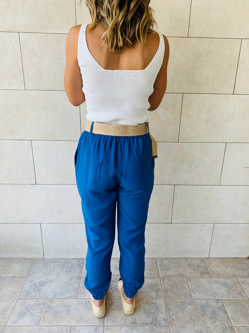 Blue Belted Pants