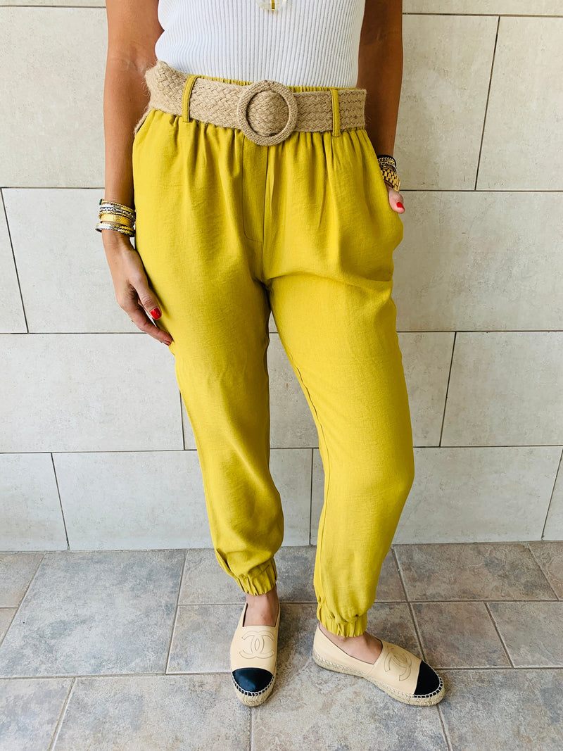 Mustard Belted Pants