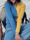 Yellow & Blue Contrast Knit Sweater