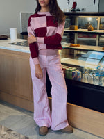 Pink & Burgundy Retro Inspired Checkered Jumper