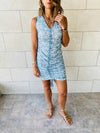 Baby Blue Mesh Ruche Dress