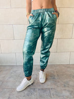 Green Metallic Leather Jogger