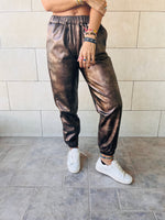 Brass Metallic Leather Jogger