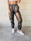 Brass Metallic Leather Jogger