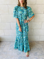 Blues Paisley Tiered Dress