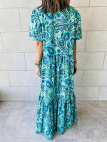 Blues Paisley Tiered Dress