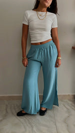 Baby Blue Slitted Loose Pants