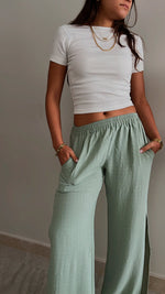 Mint Slitted Loose Pants