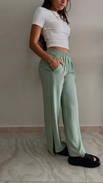 Mint Slitted Loose Pants