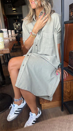 Olive Denim Shirt Dress