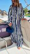 Blue Paint Striped Breezy Dress