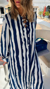 Blue Paint Striped Breezy Dress